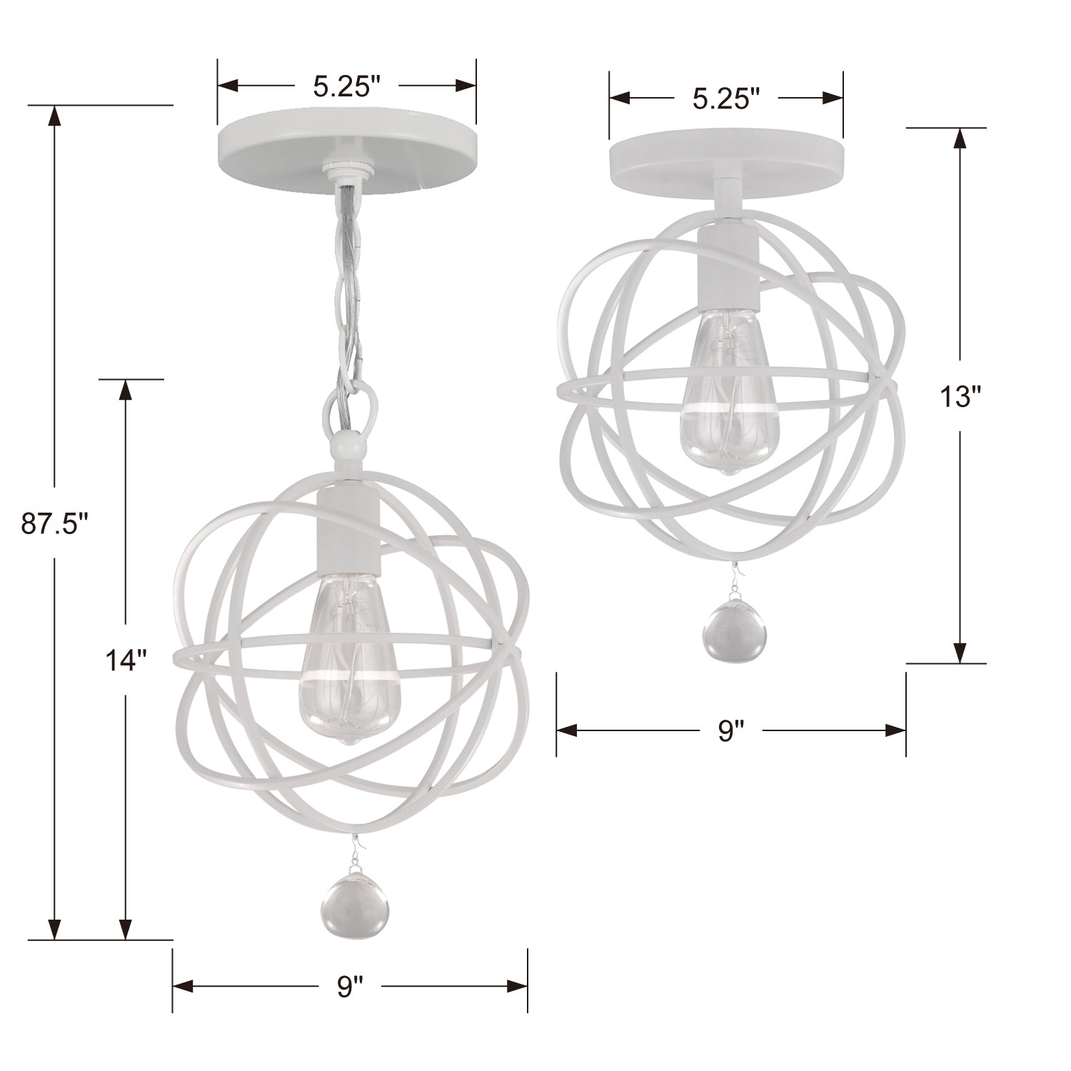 Solaris One Light Pendant in Wet White