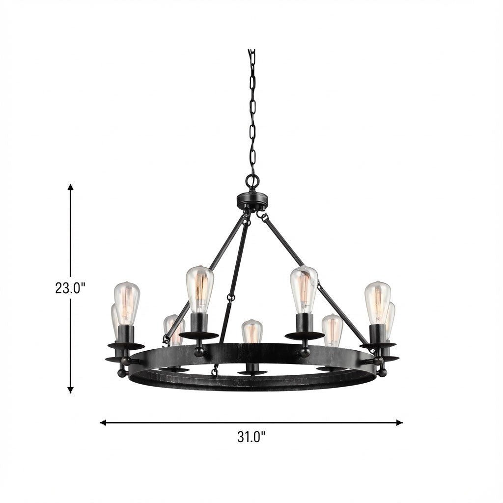 Ravenwood Manor Nine Light Chandelier in Stardust