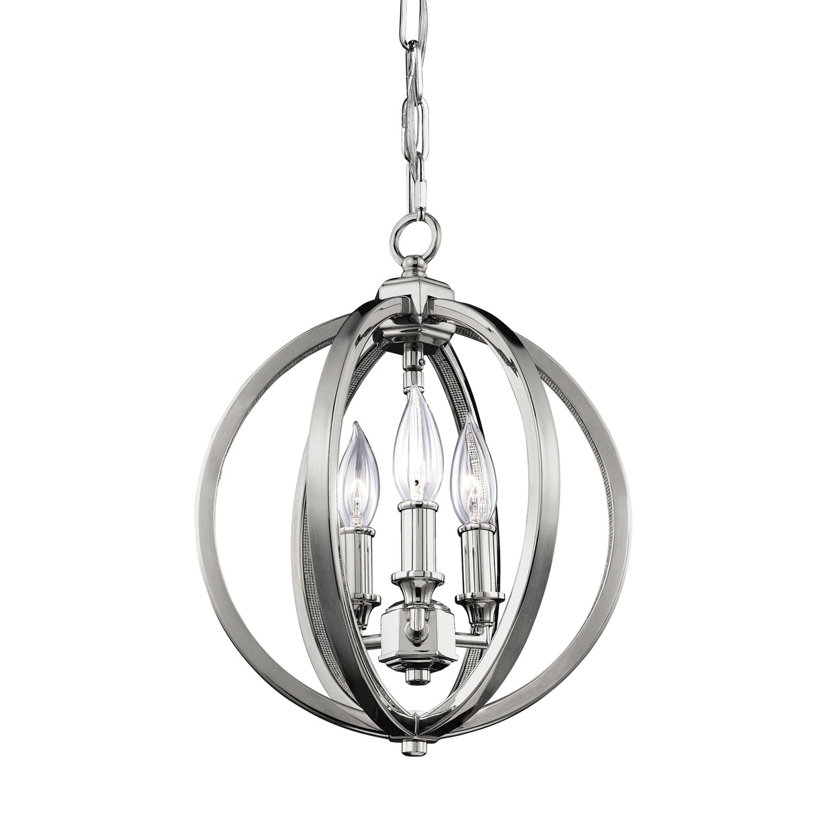 Corinne Three Light Pendant in Polished Nickel
