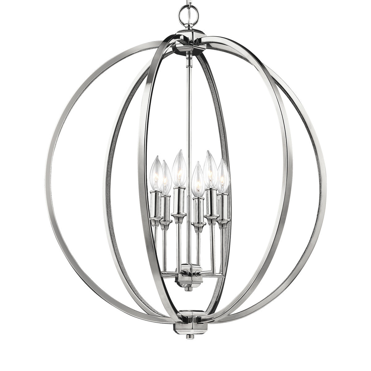 Corinne Six Light Pendant in Polished Nickel