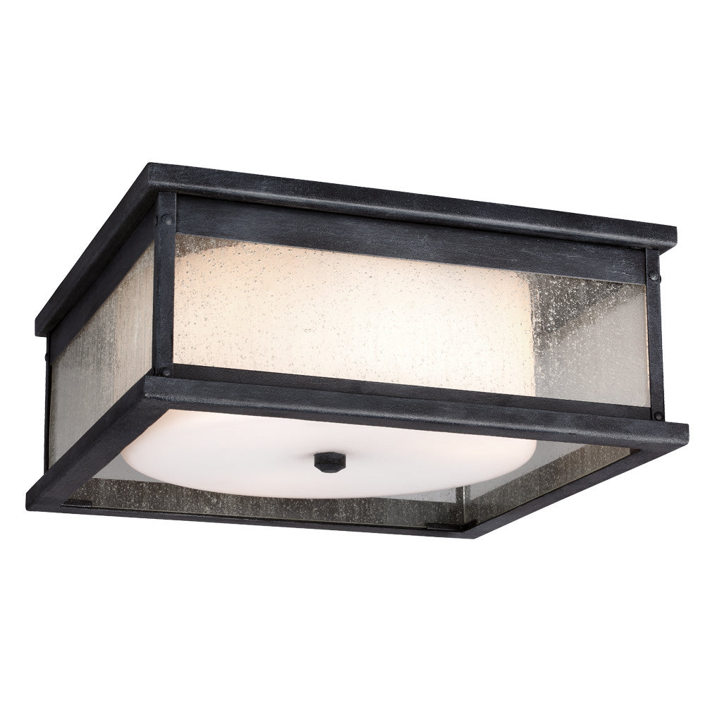 Pediment Three Light Flush Mount in Dark Weathered Zinc