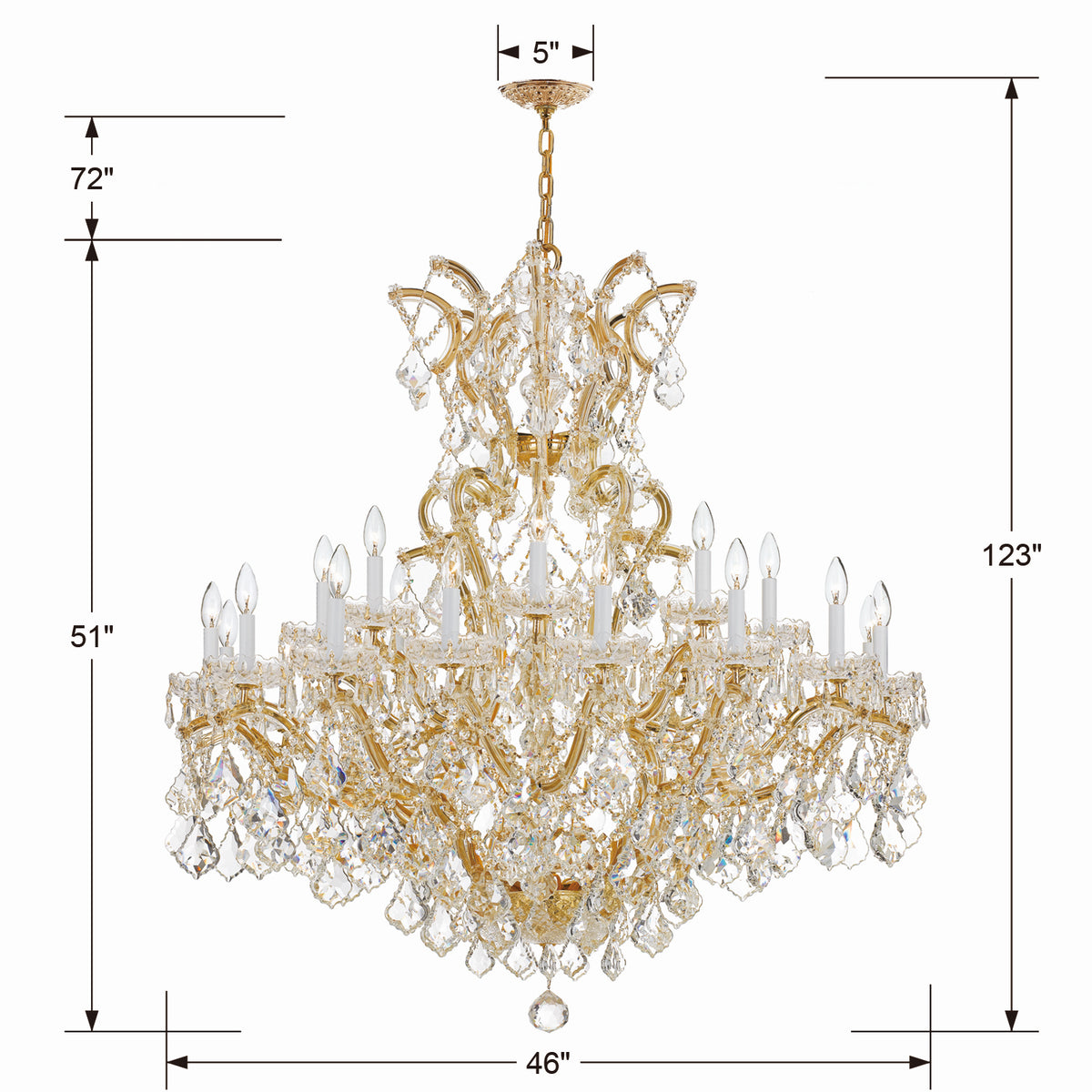 Maria Theresa 25 Light Chandelier in Gold