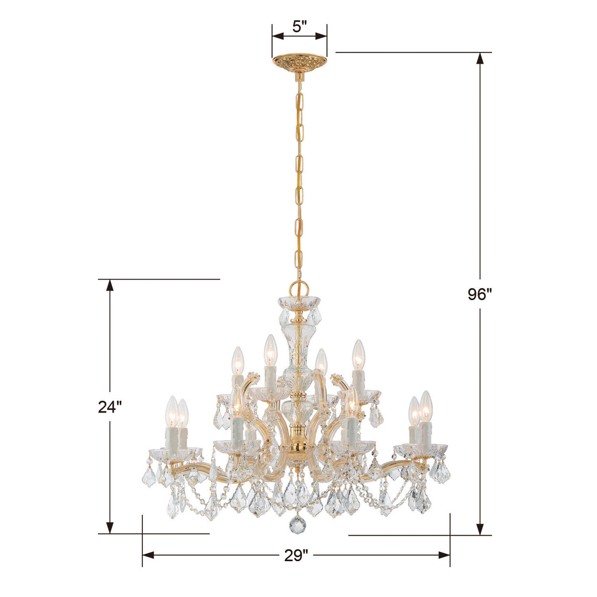 Maria Theresa 12 Light Chandelier in Gold