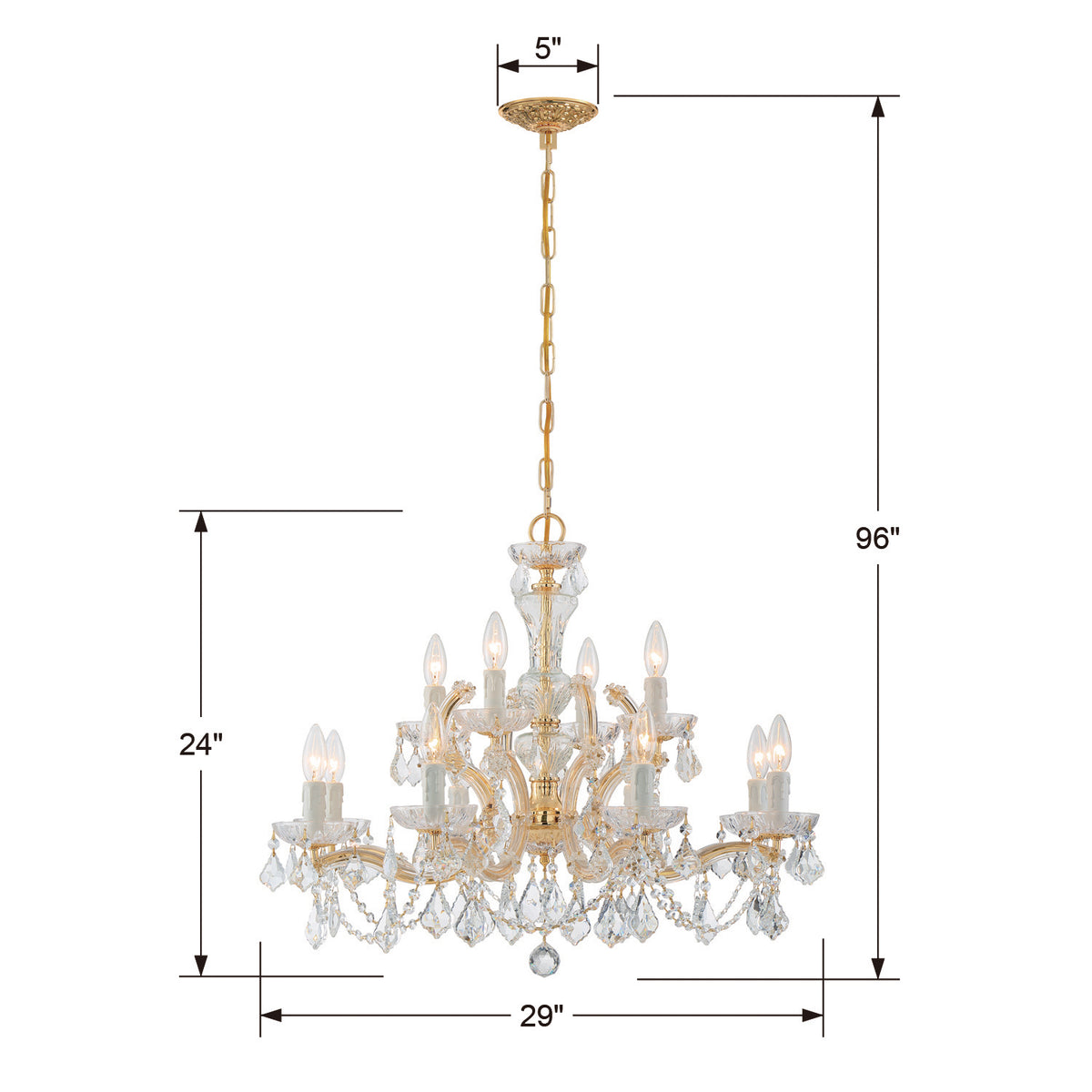 Maria Theresa 12 Light Chandelier in Gold