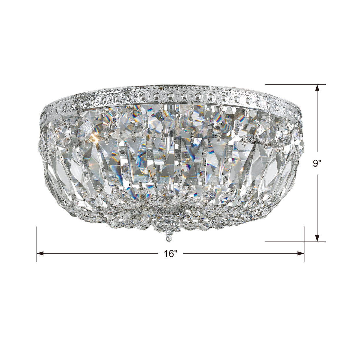 Waltham Three Light Flush Mount in Polished Chrome