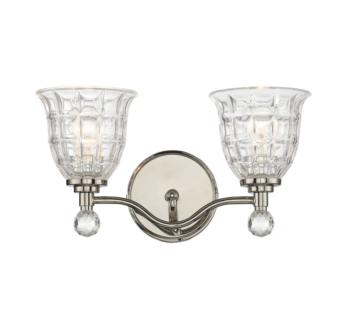 Birone Two Light Bath Bar in Polished Nickel