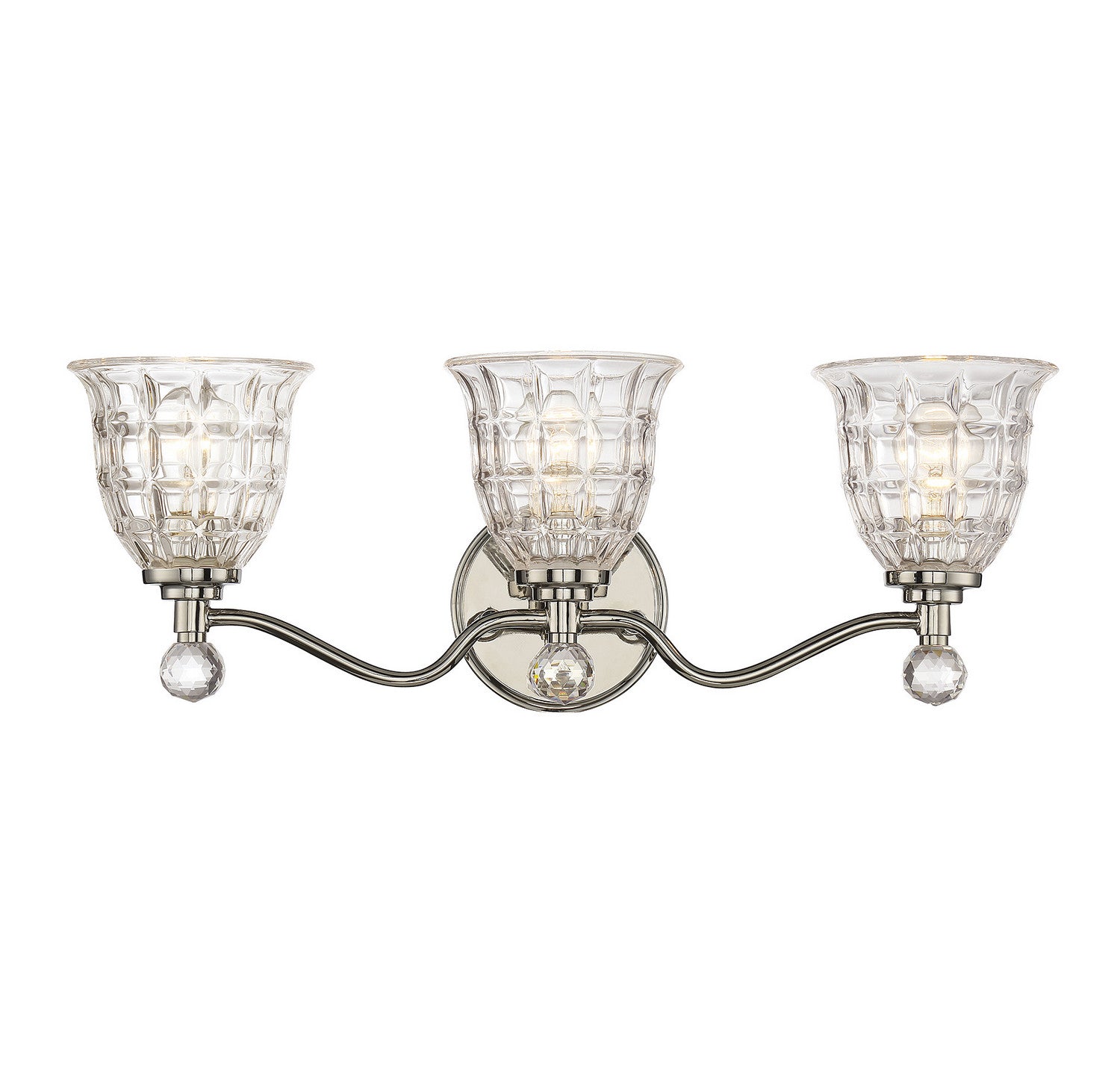 Birone Three Light Bath Bar in Polished Nickel