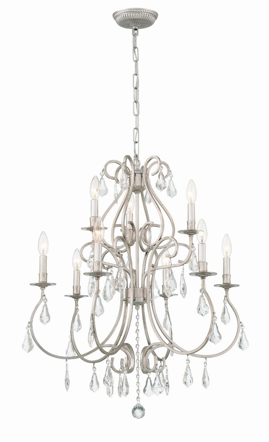 Ashton Nine Light Chandelier in Olde Silver