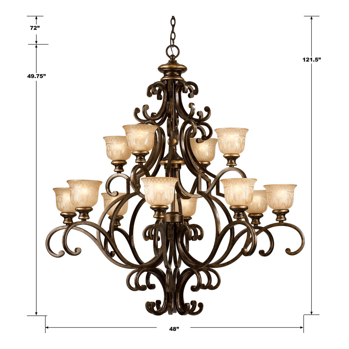 Norwalk 12 Light Chandelier in Bronze Umber