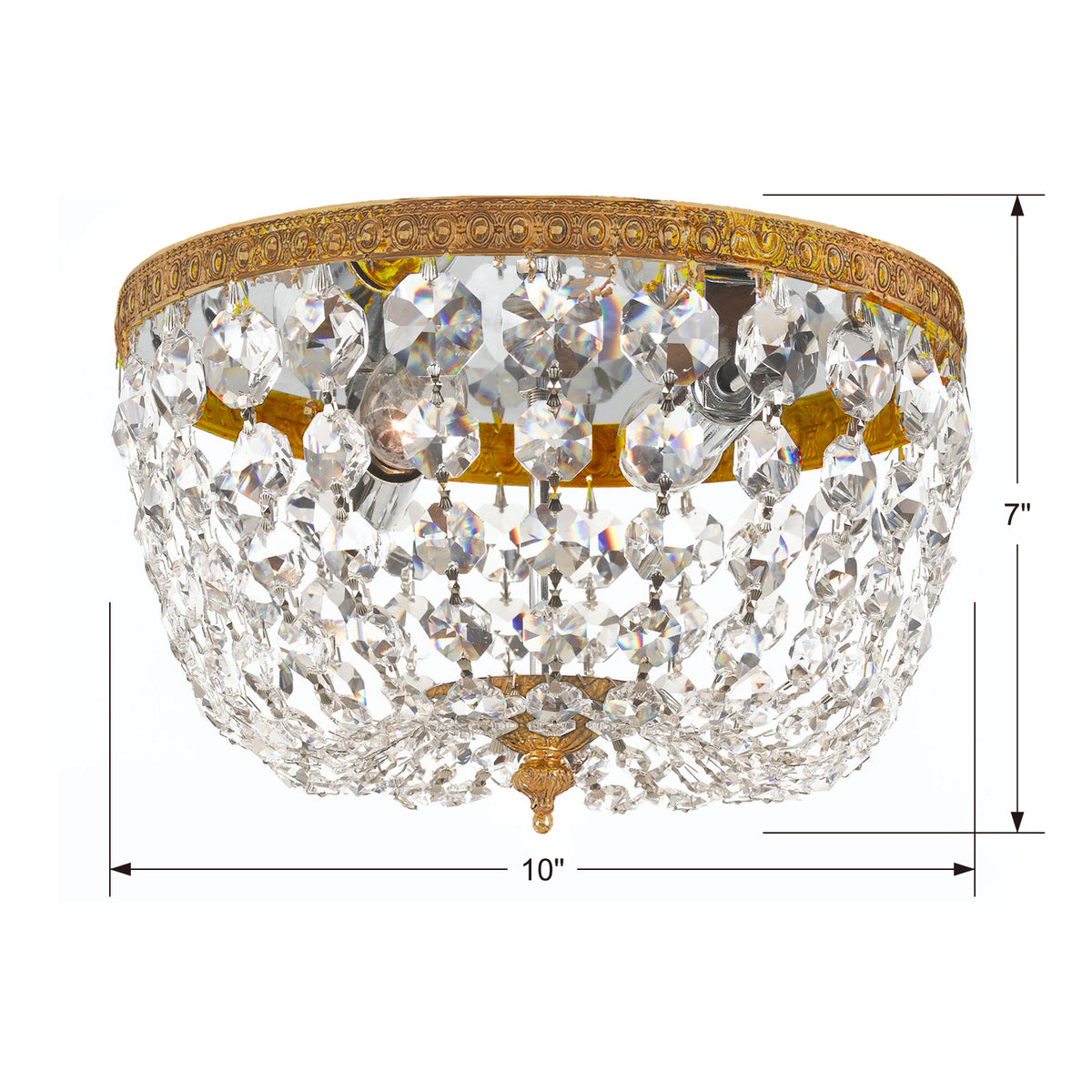 Waltham Two Light Flush Mount in Olde Brass