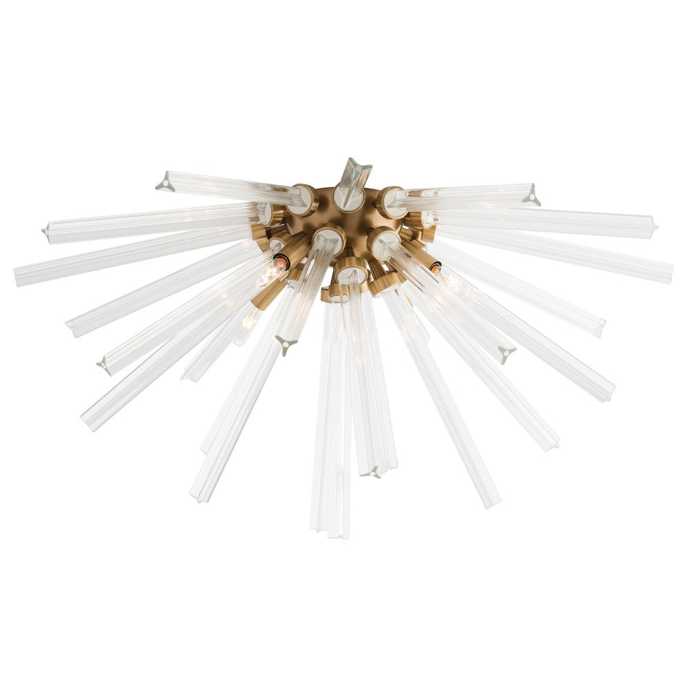 Hanley Four Light Flush Mount in Antique Brass