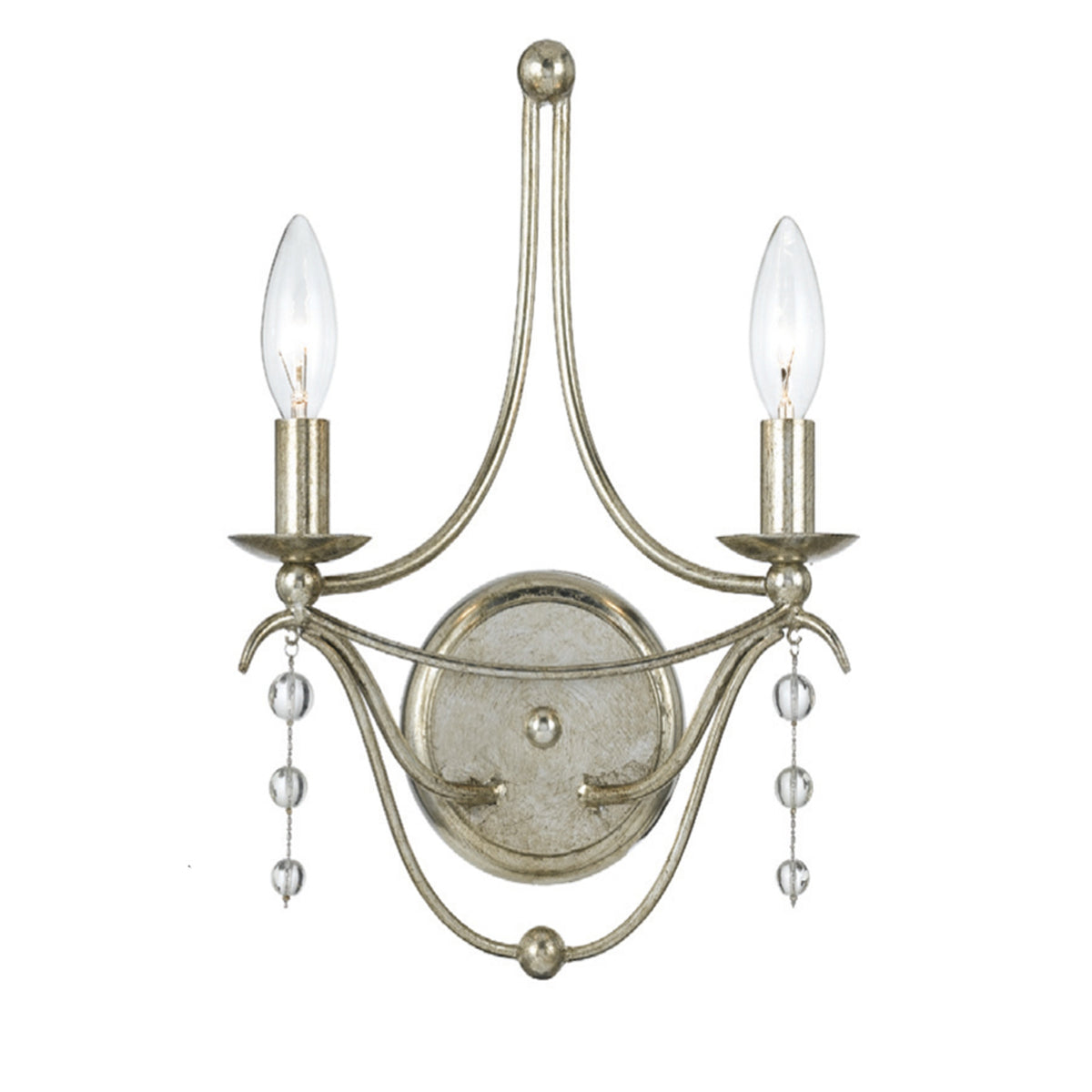 Metro Two Light Wall Sconce in Antique Silver