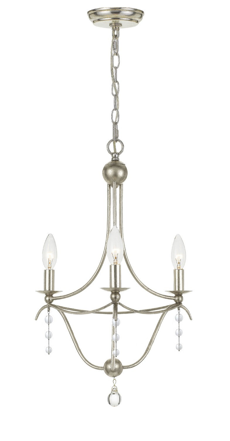 Metro Three Light Mini Chandelier in Antique Silver