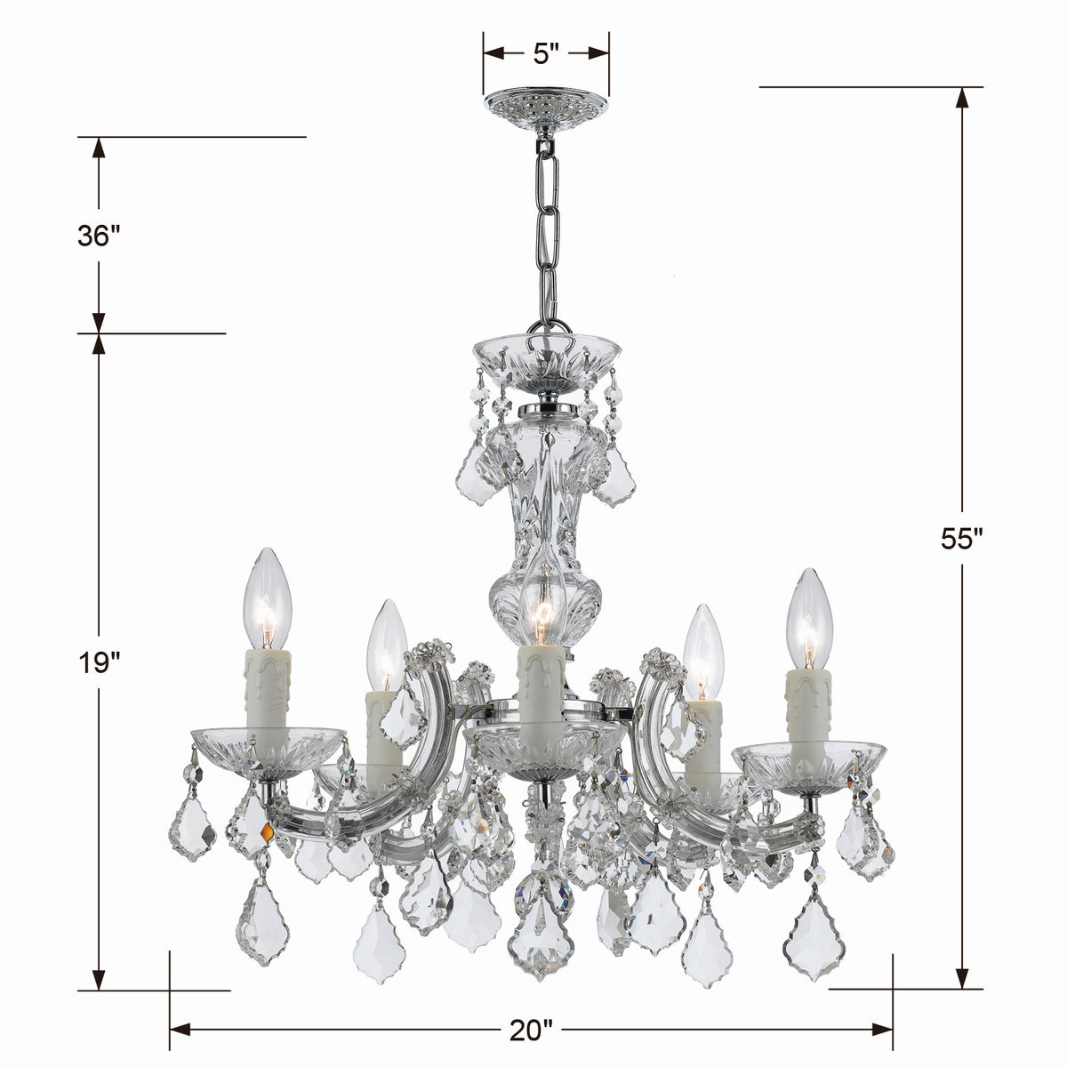 Maria Theresa Five Light Mini Chandelier in Polished Chrome