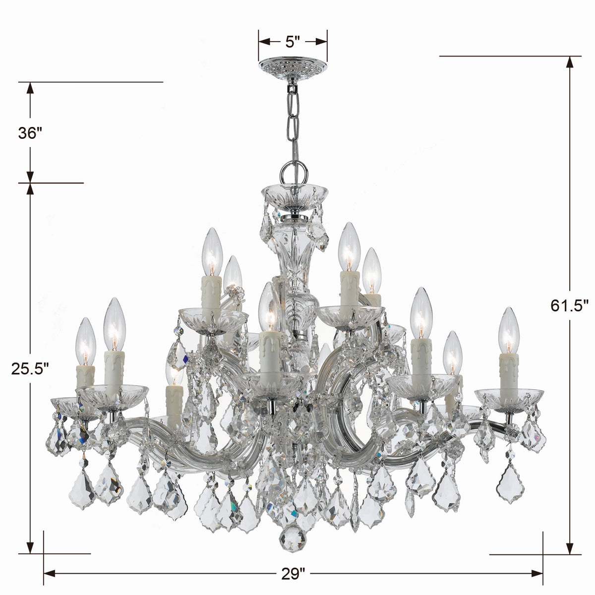 Maria Theresa 12 Light Chandelier in Polished Chrome