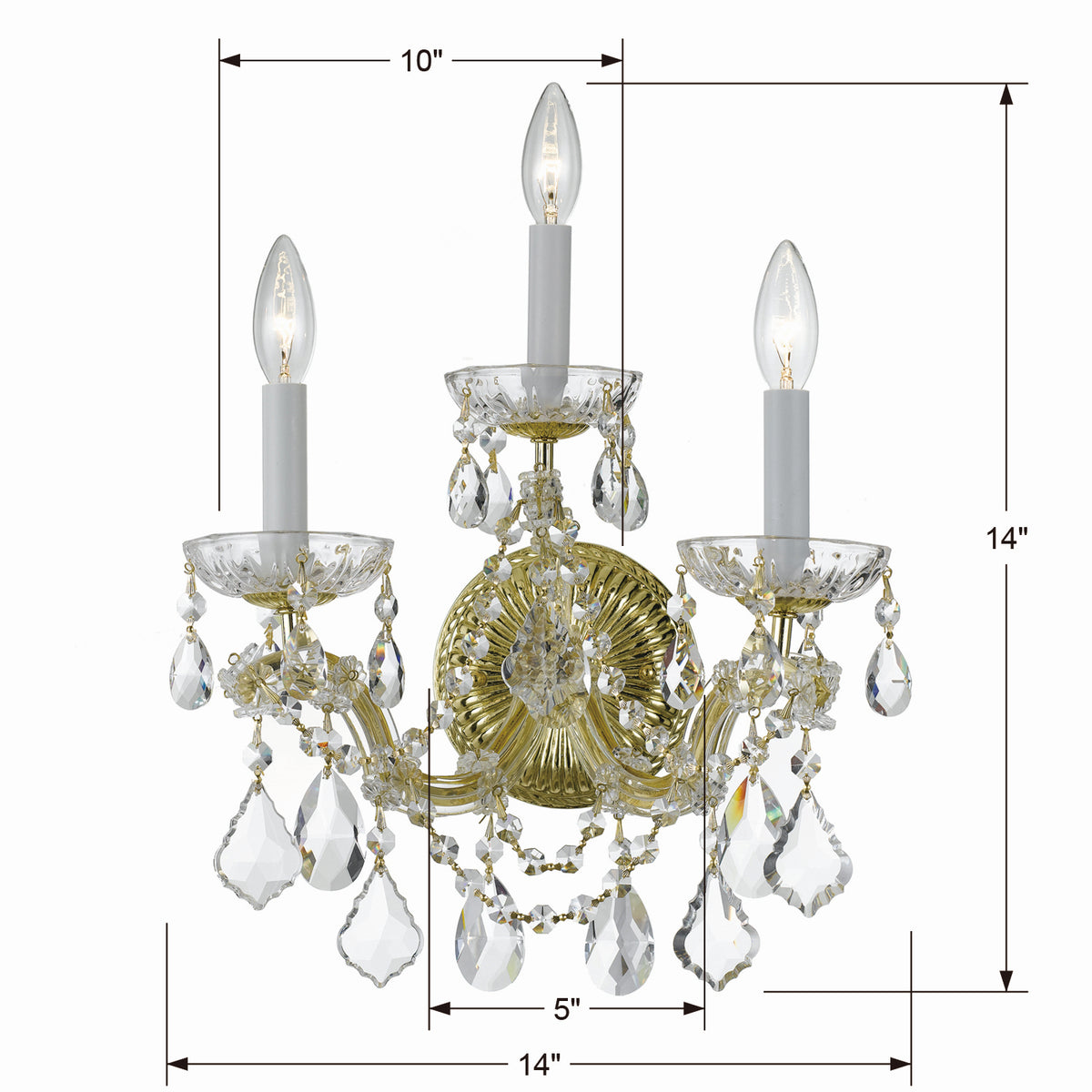 Maria Theresa Three Light Wall Sconce in Gold