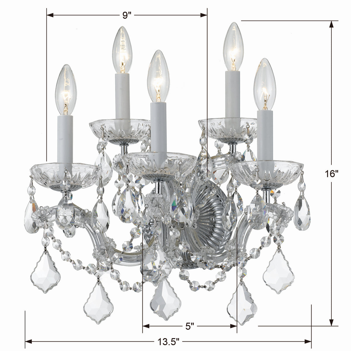 Maria Theresa Five Light Wall Sconce in Polished Chrome