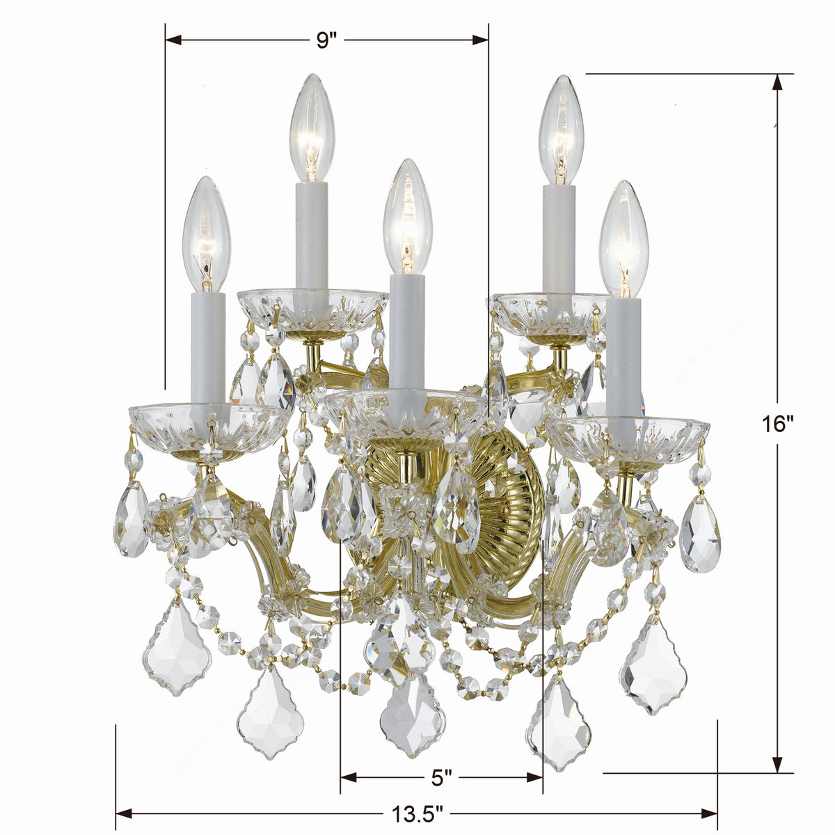 Maria Theresa Five Light Wall Sconce in Gold