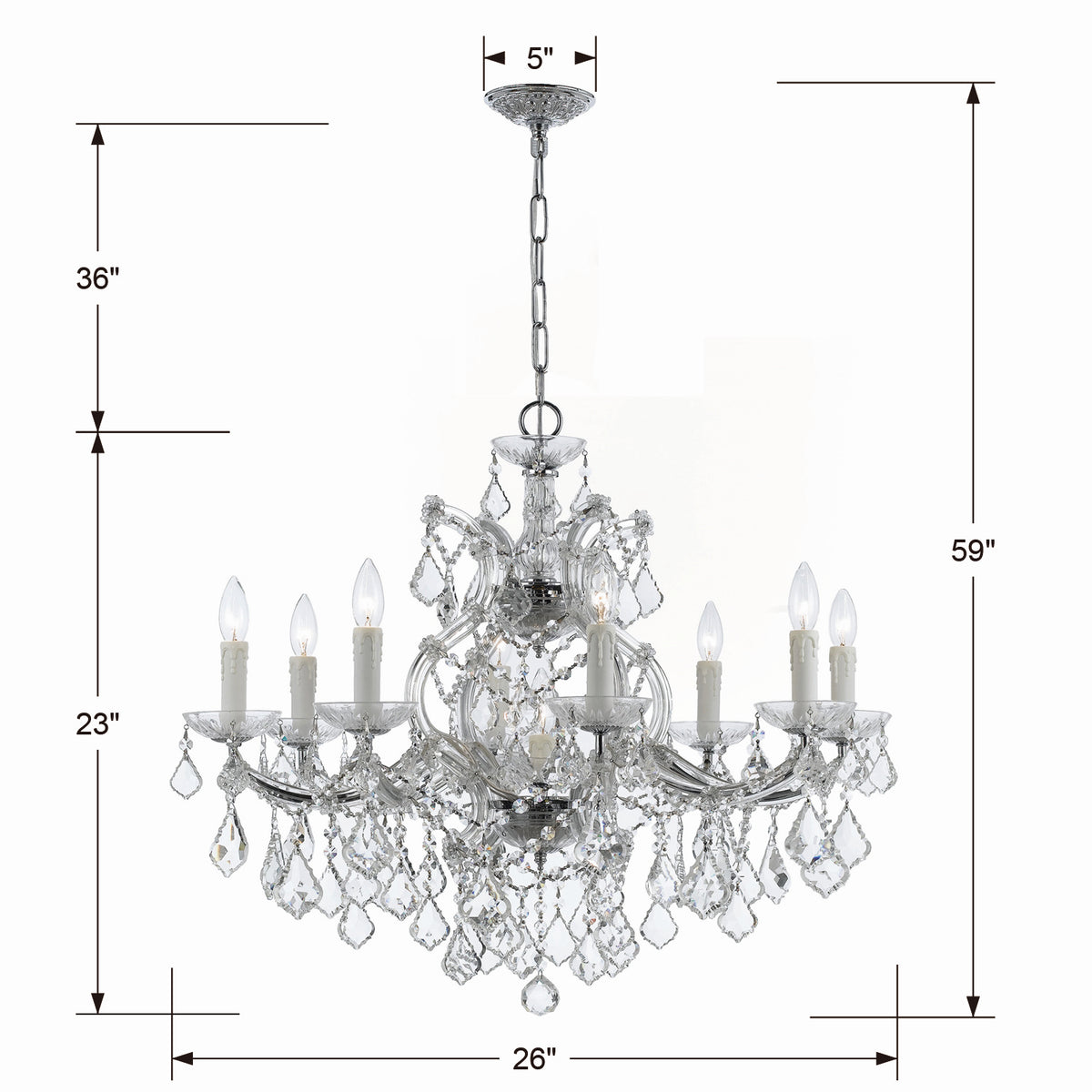 Maria Theresa Nine Light Chandelier in Polished Chrome