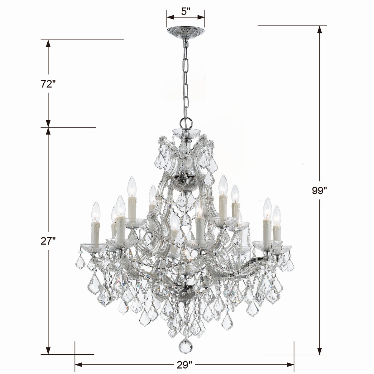 Maria Theresa 13 Light Chandelier in Polished Chrome