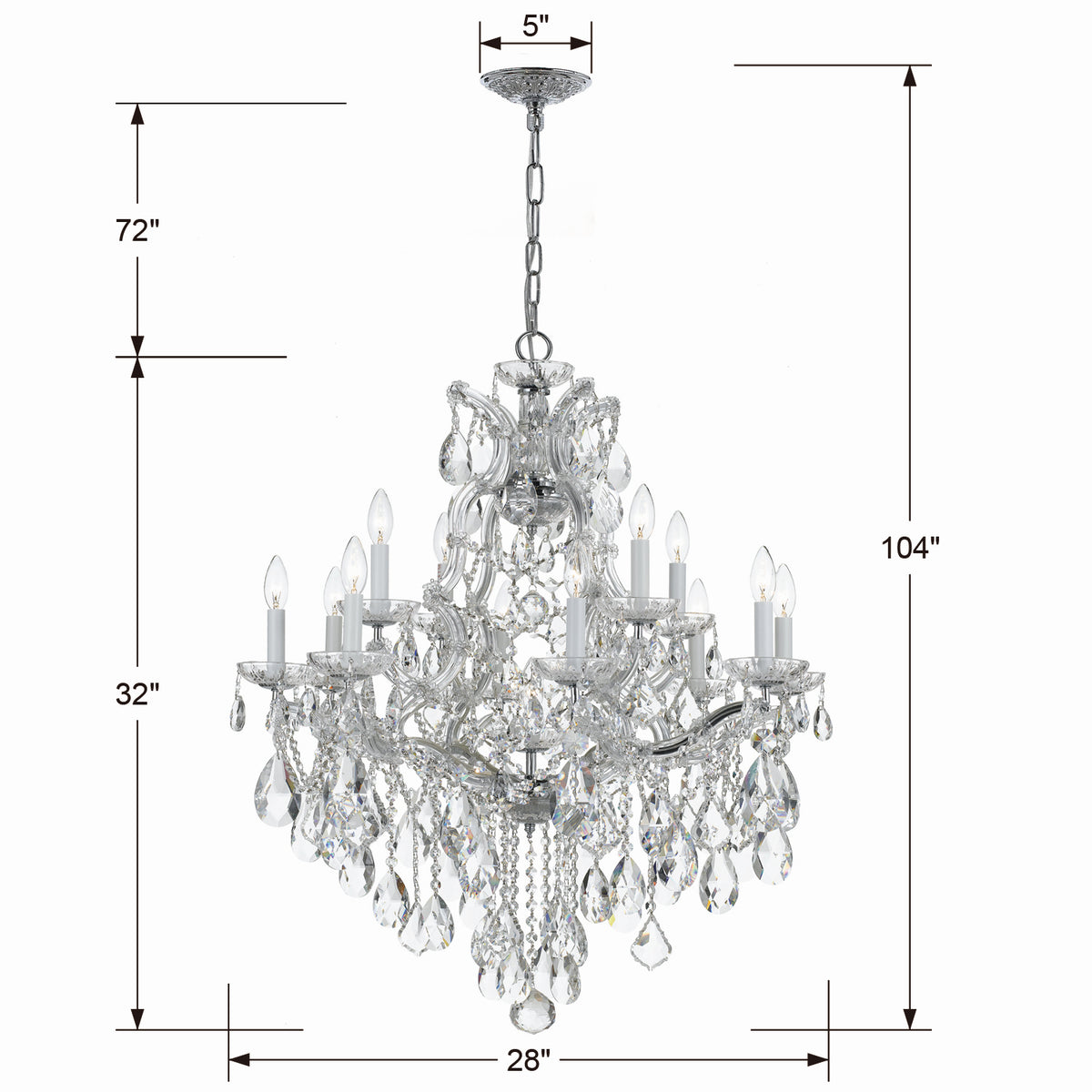 Maria Theresa 13 Light Chandelier in Polished Chrome