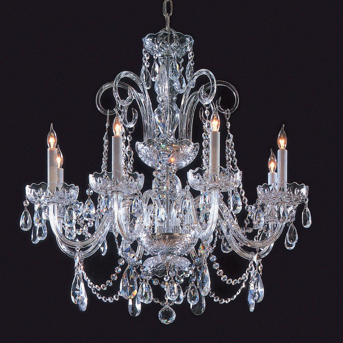 Traditional Crystal Eight Light Chandelier in Polished Chrome