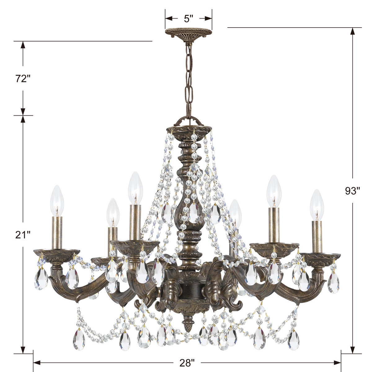 Paris Market Six Light Chandelier in Venetian Bronze