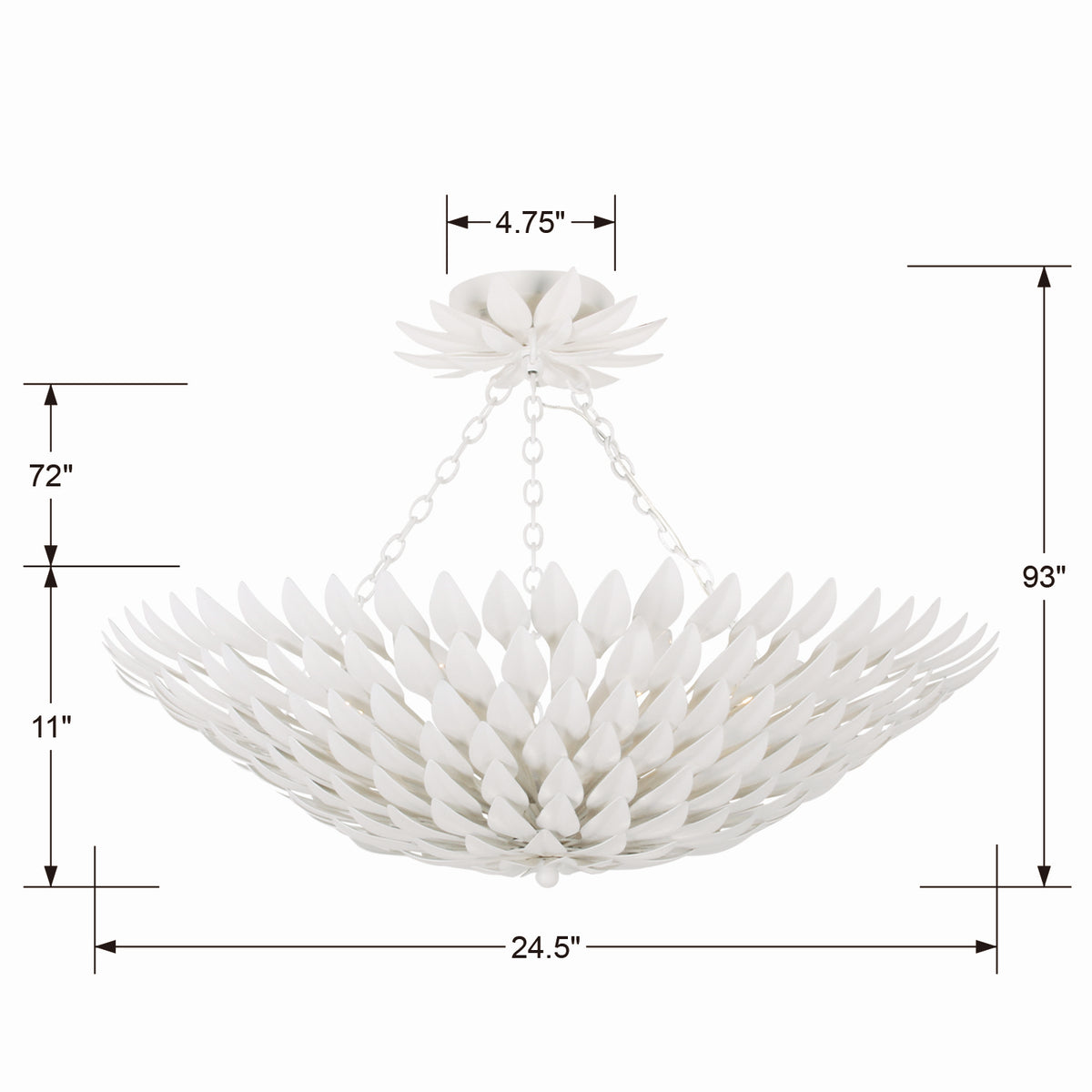 Broche Six Light Semi Flush Mount in Matte White