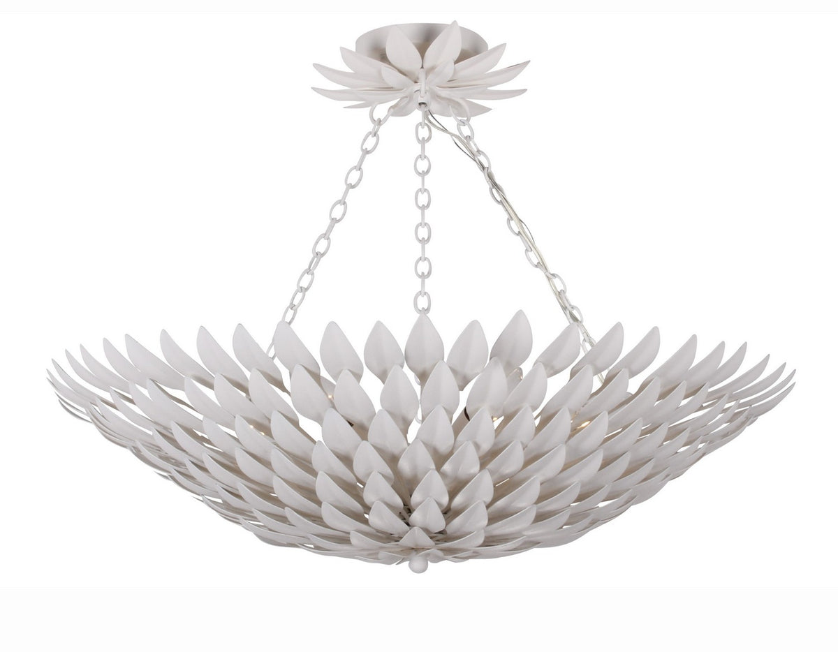 Broche Six Light Semi Flush Mount in Matte White