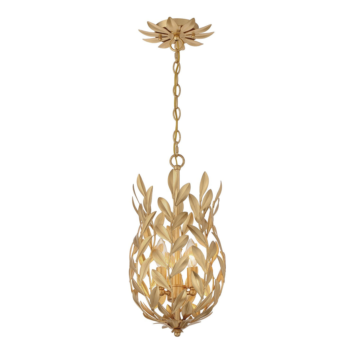 Broche Three Light Mini Pendant in Antique Gold