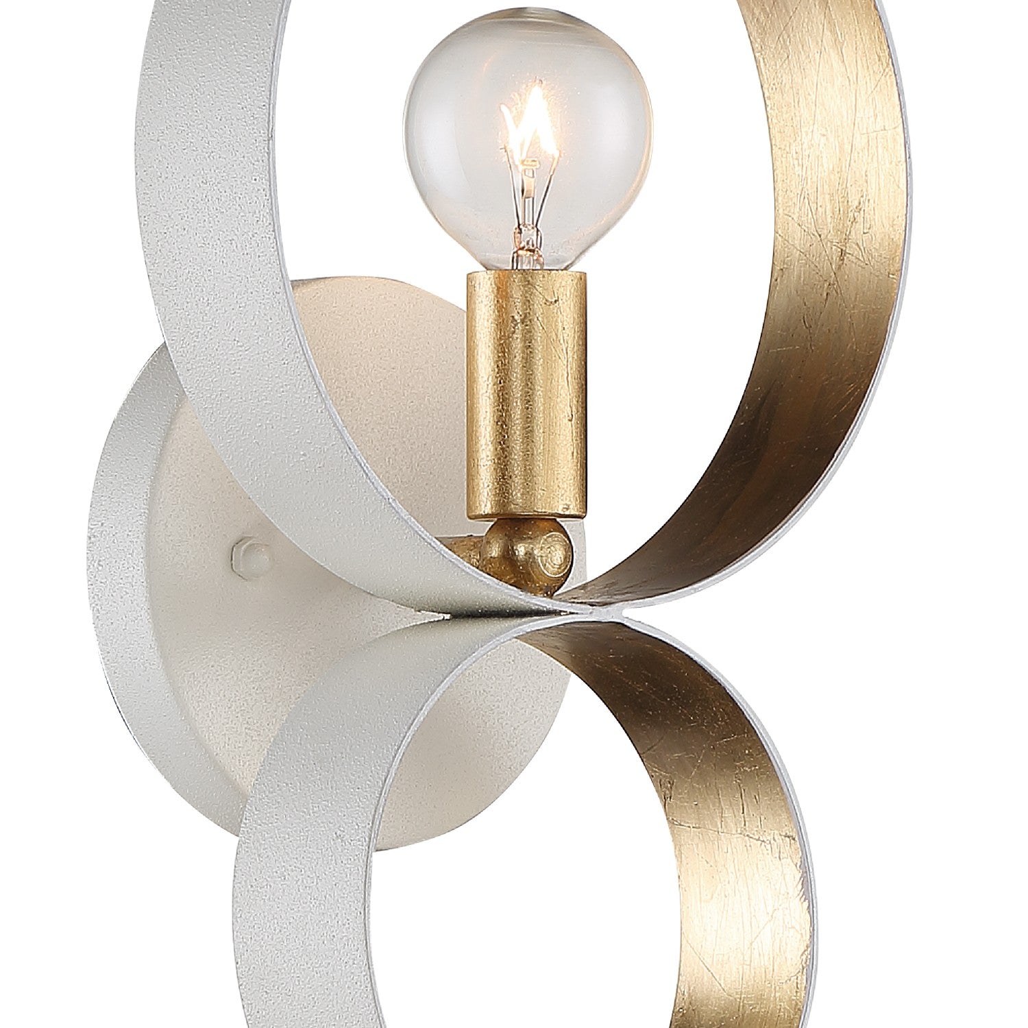 Luna One Light Wall Sconce in Matte White + Antique Gold