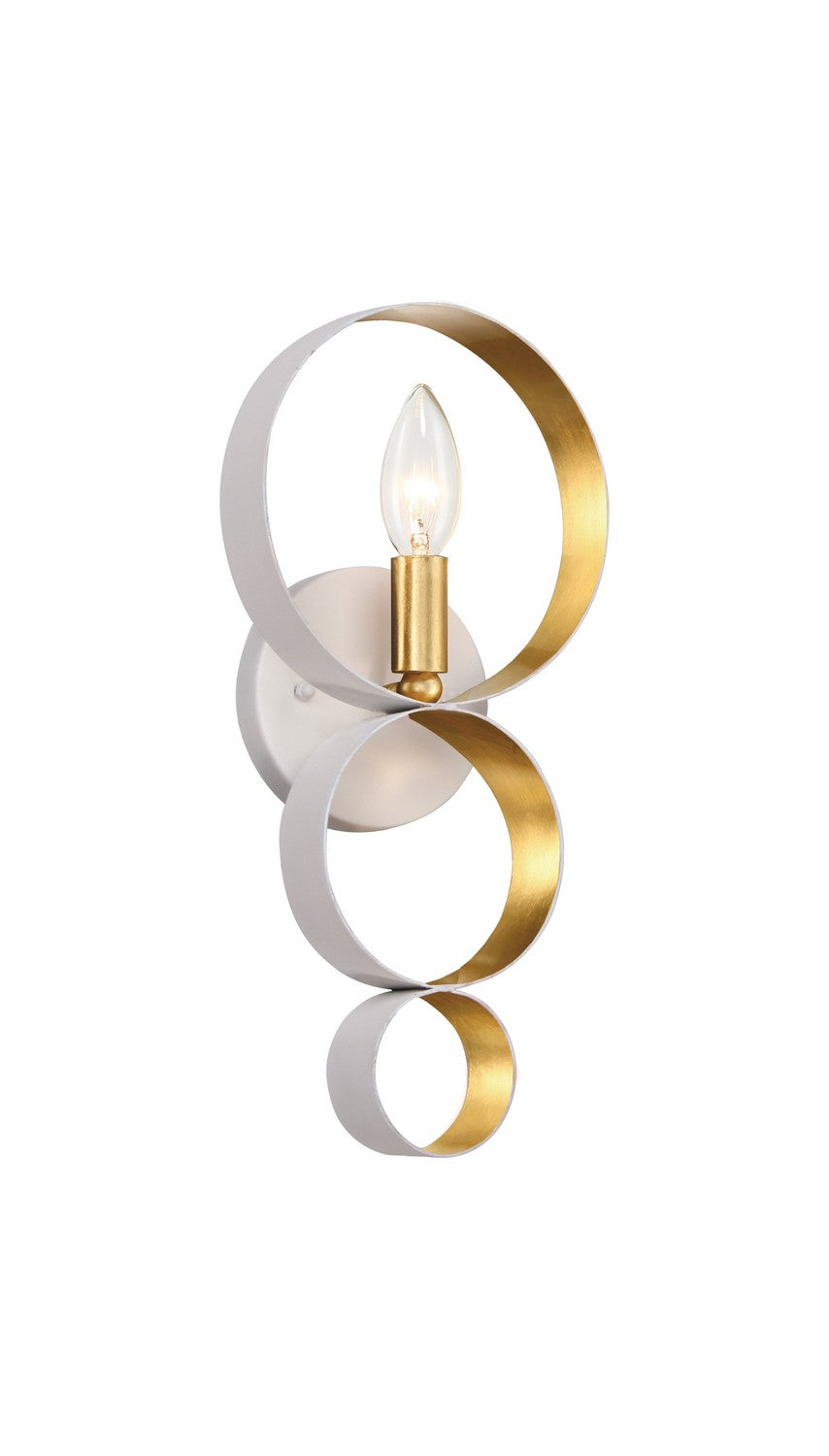 Luna One Light Wall Sconce in Matte White + Antique Gold