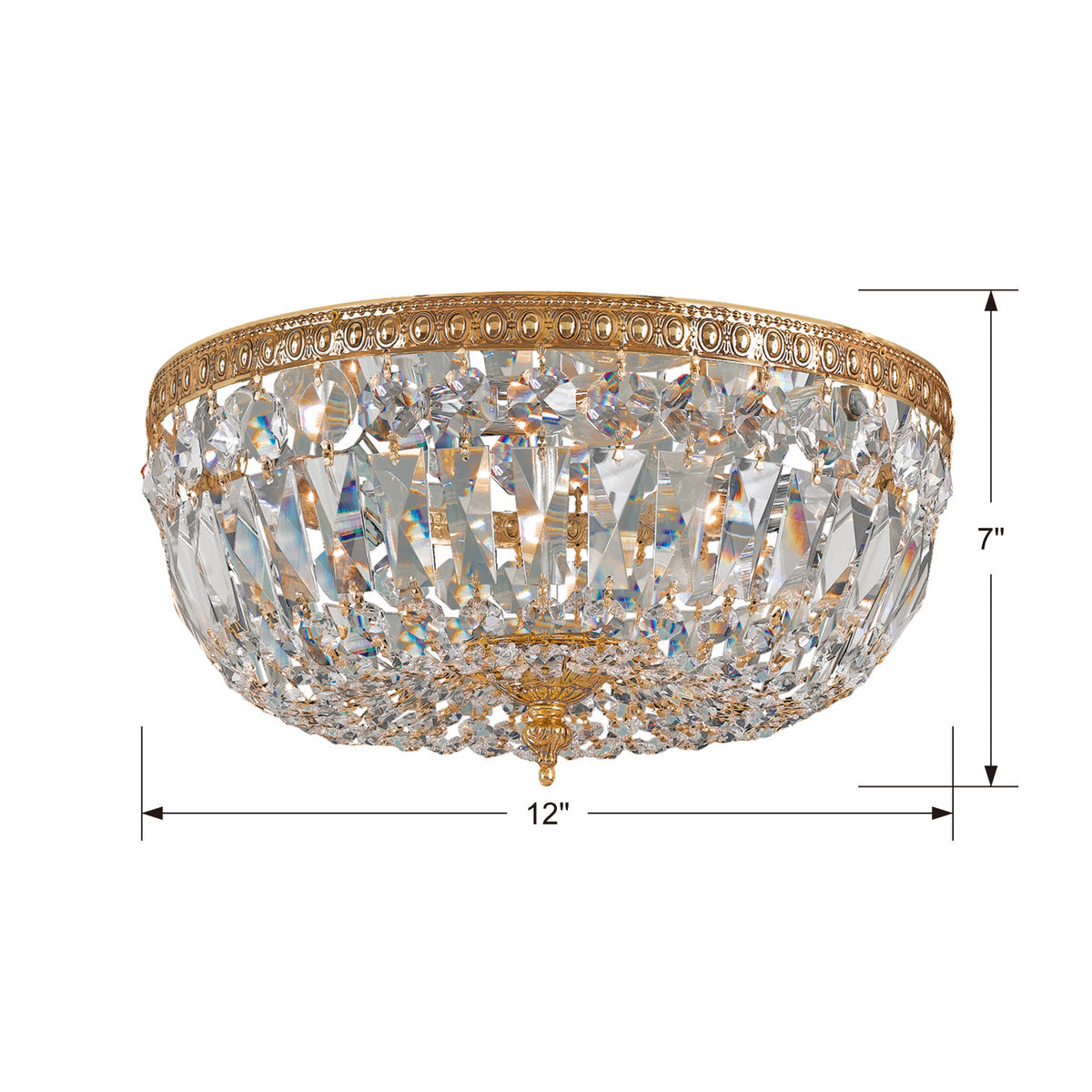 Waltham Three Light Flush Mount in Olde Brass