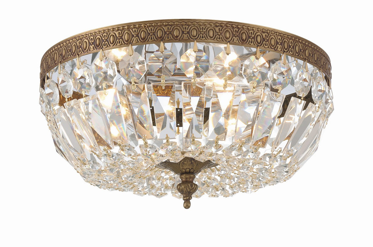 Waltham Three Light Flush Mount in Olde Brass