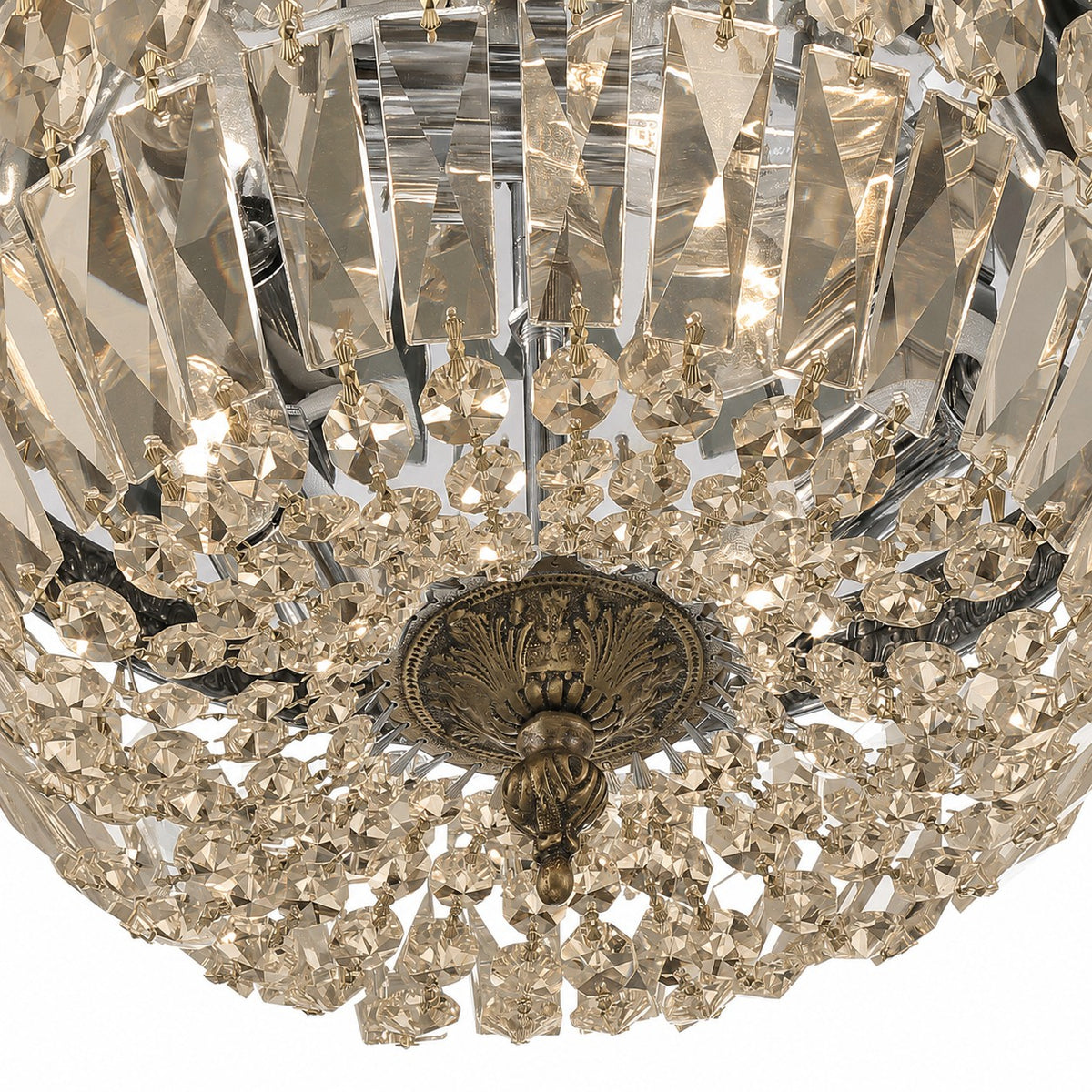 Waltham Three Light Flush Mount in Olde Brass