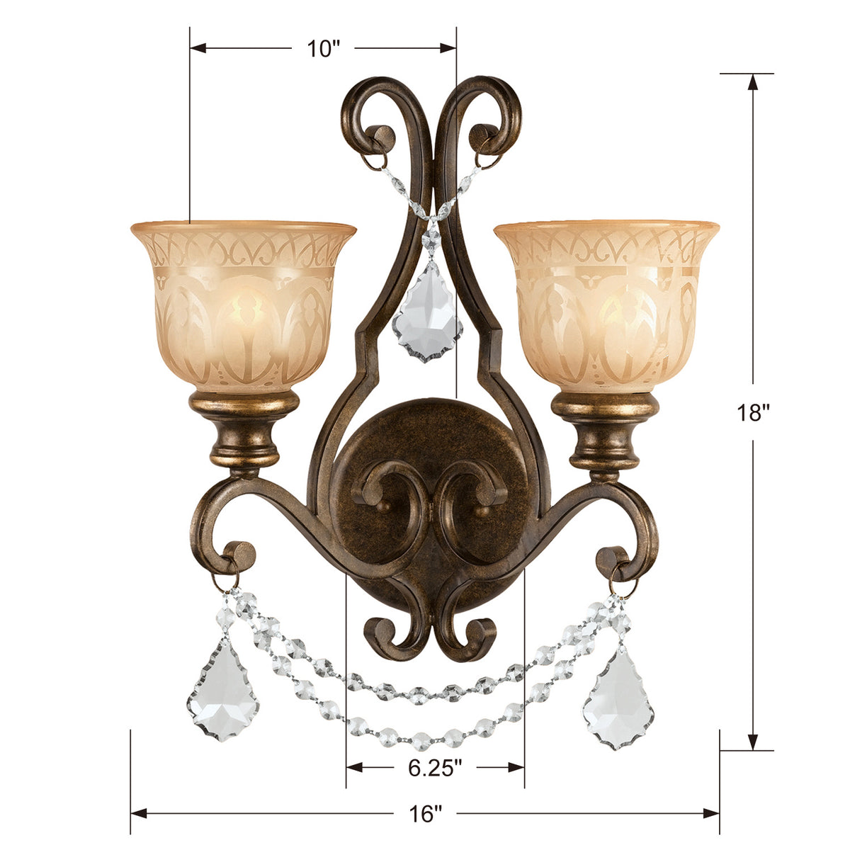 Applique murale à deux lumières Norwalk en bronze umber