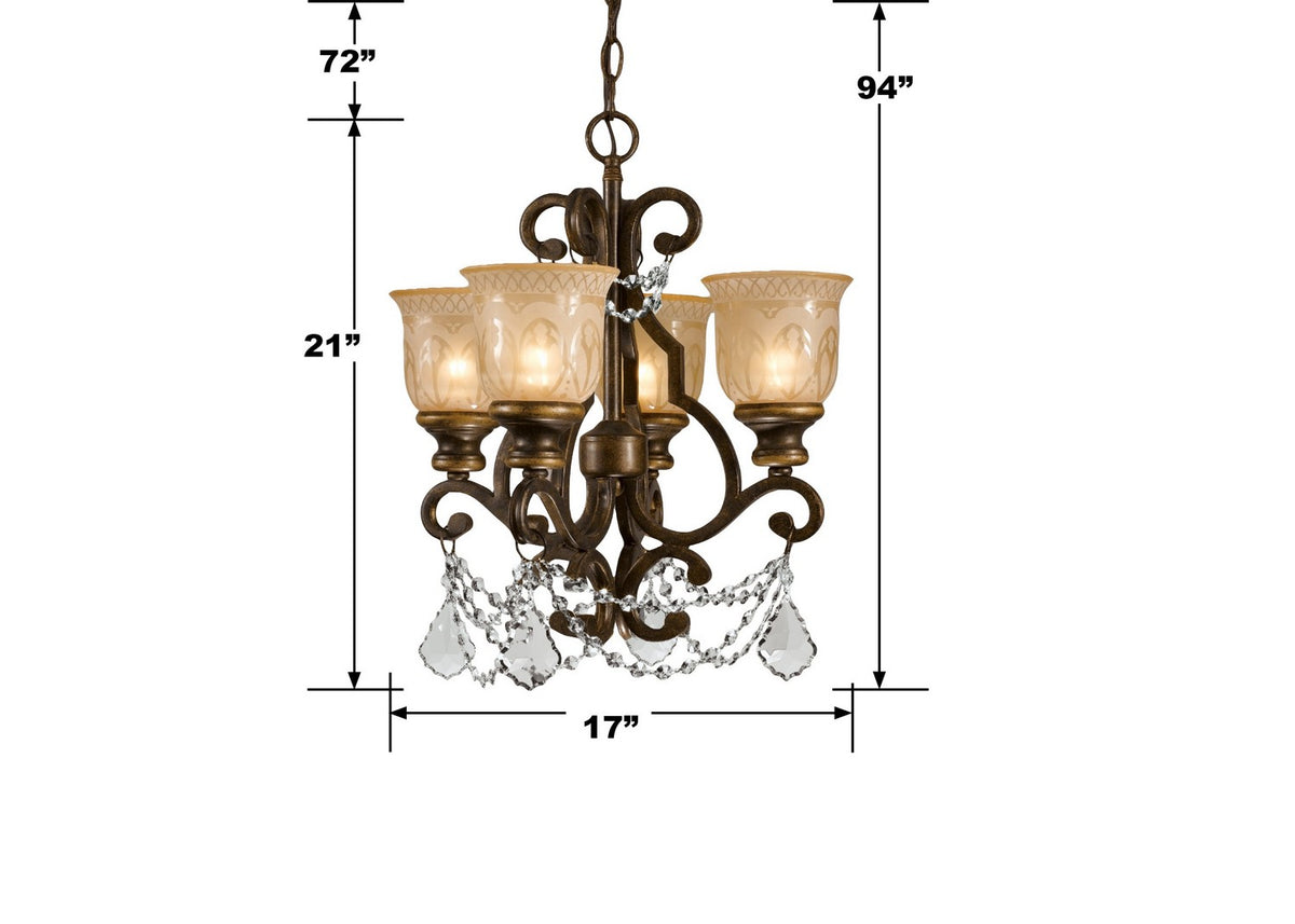 Norwalk Four Light Mini Chandelier in Bronze Umber