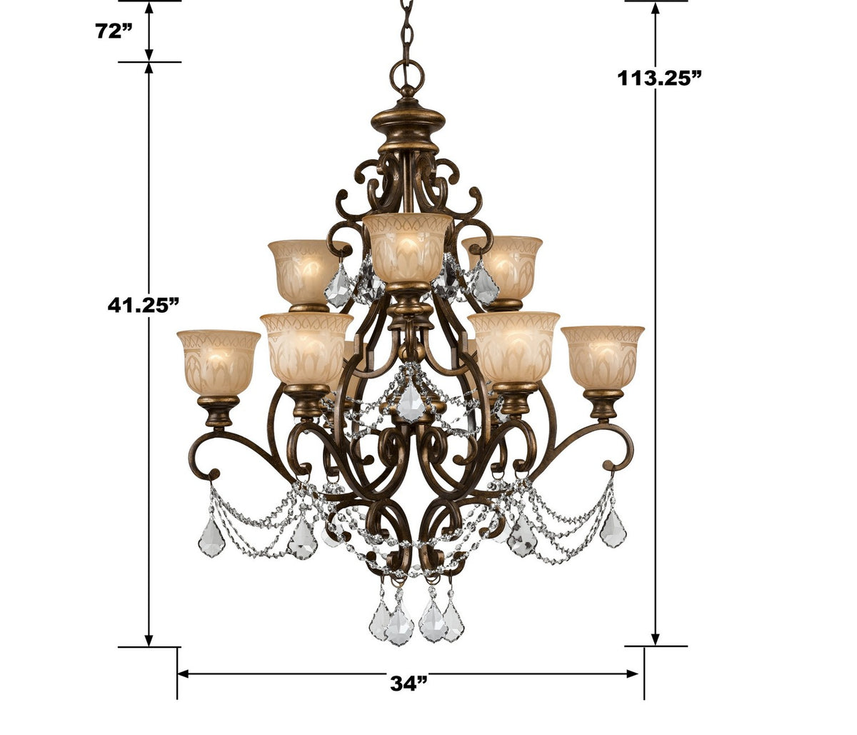 Norwalk Nine Light Chandelier in Bronze Umber
