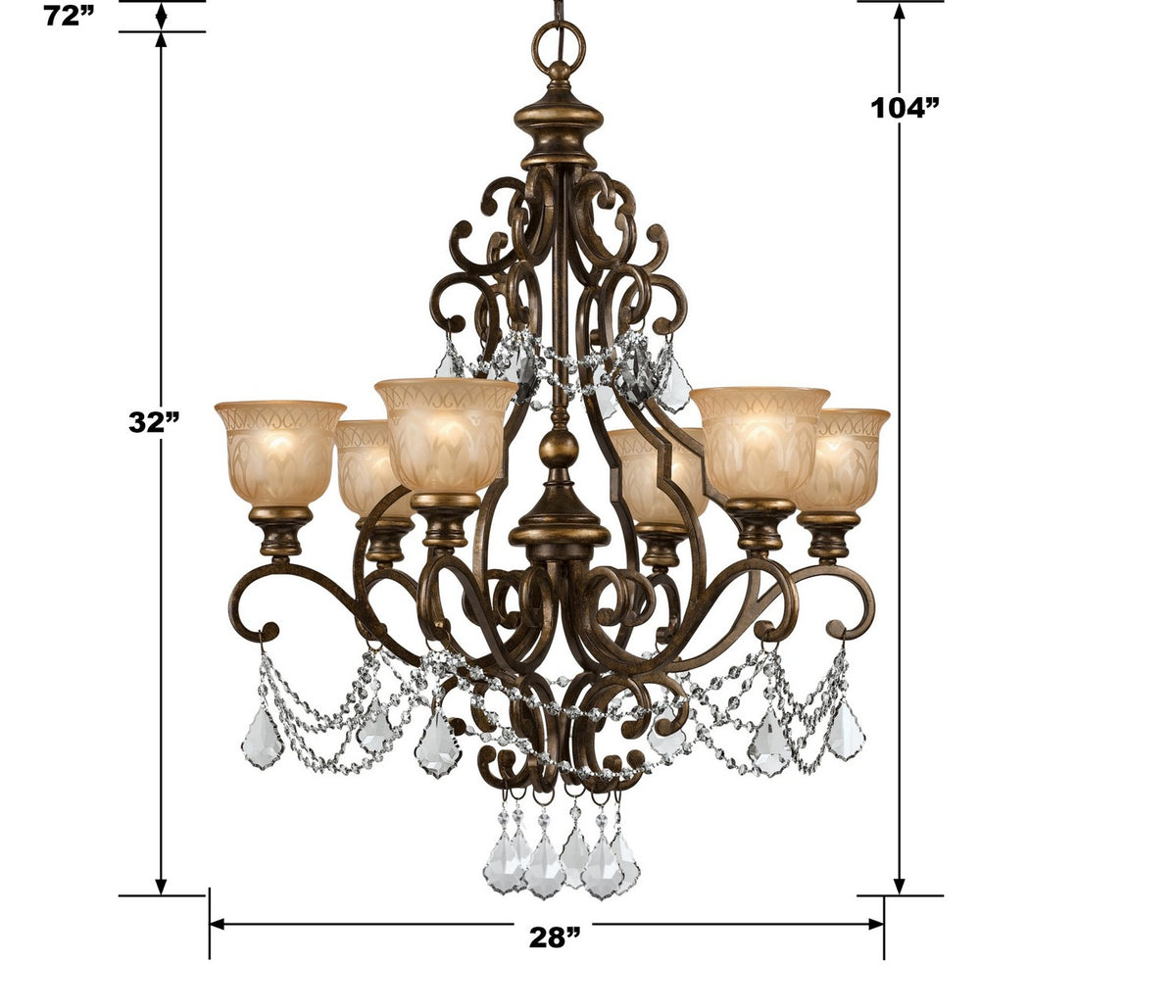 Norwalk Six Light Chandelier in Bronze Umber