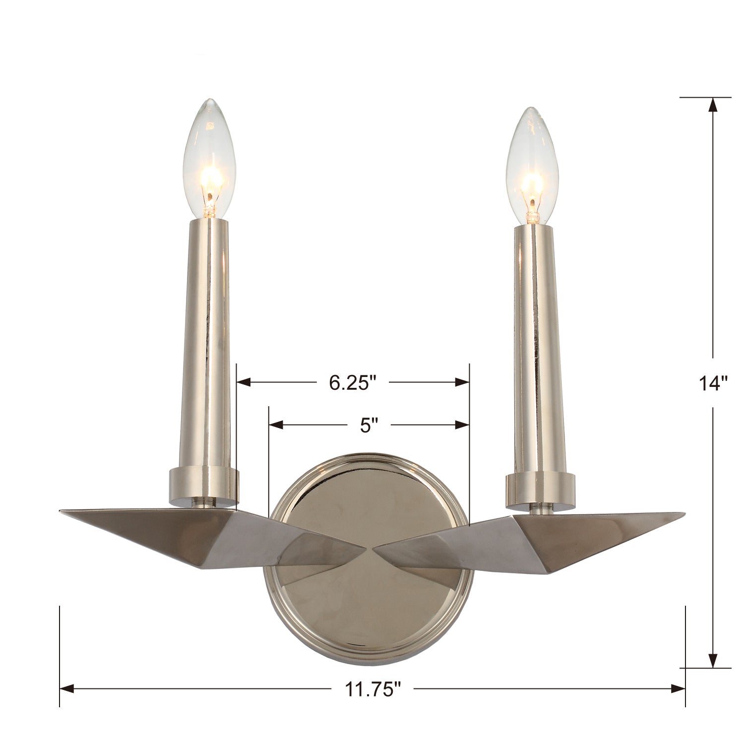 Palmer Two Light Wall Sconce in Polished Nickel