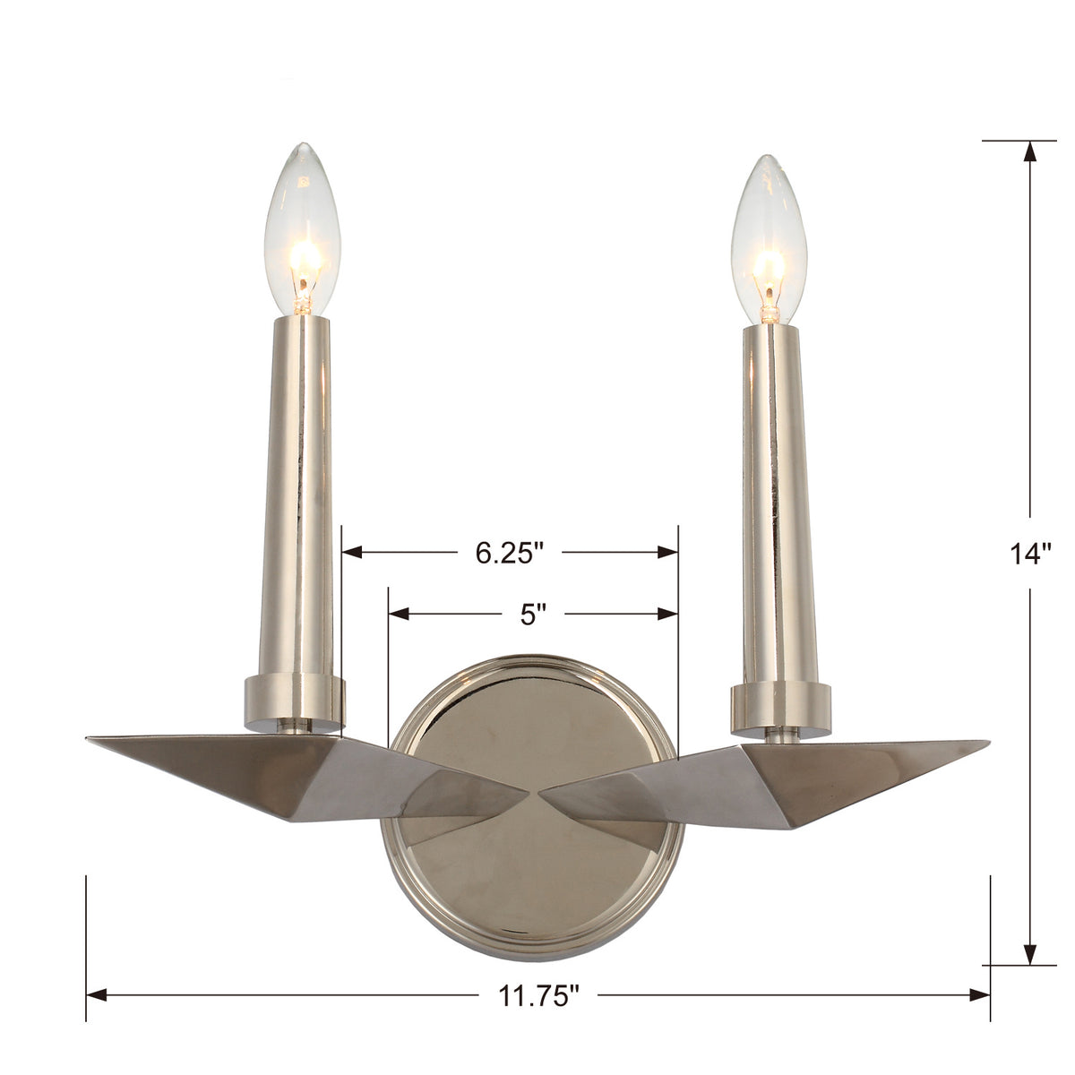 Applique murale Palmer Two Light en nickel poli
