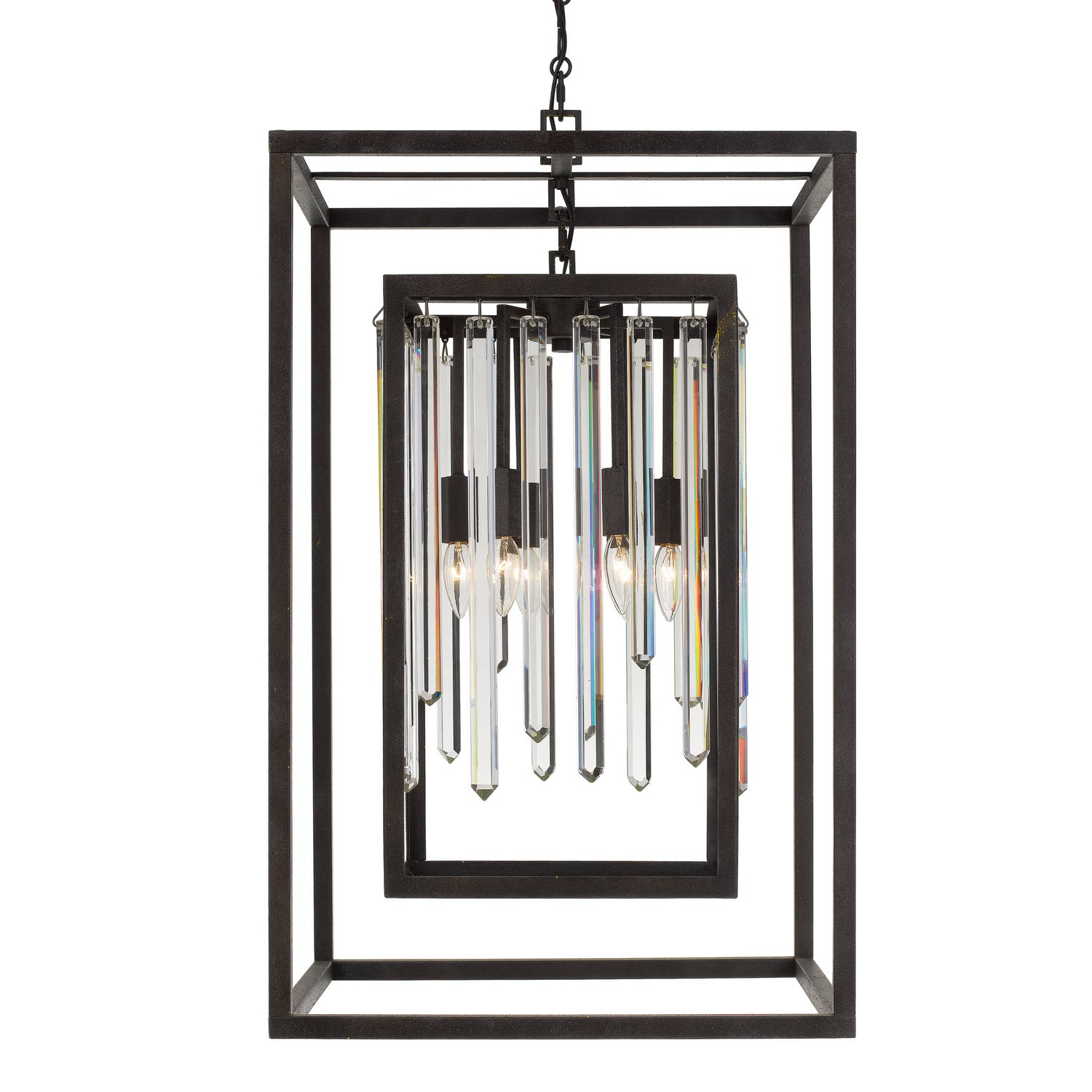 Hollis Six Light Chandelier in Forged Bronze