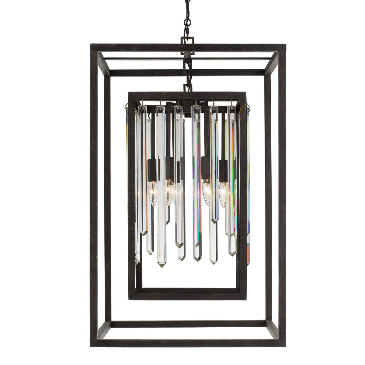 Lustre Hollis à six lumières en bronze forgé