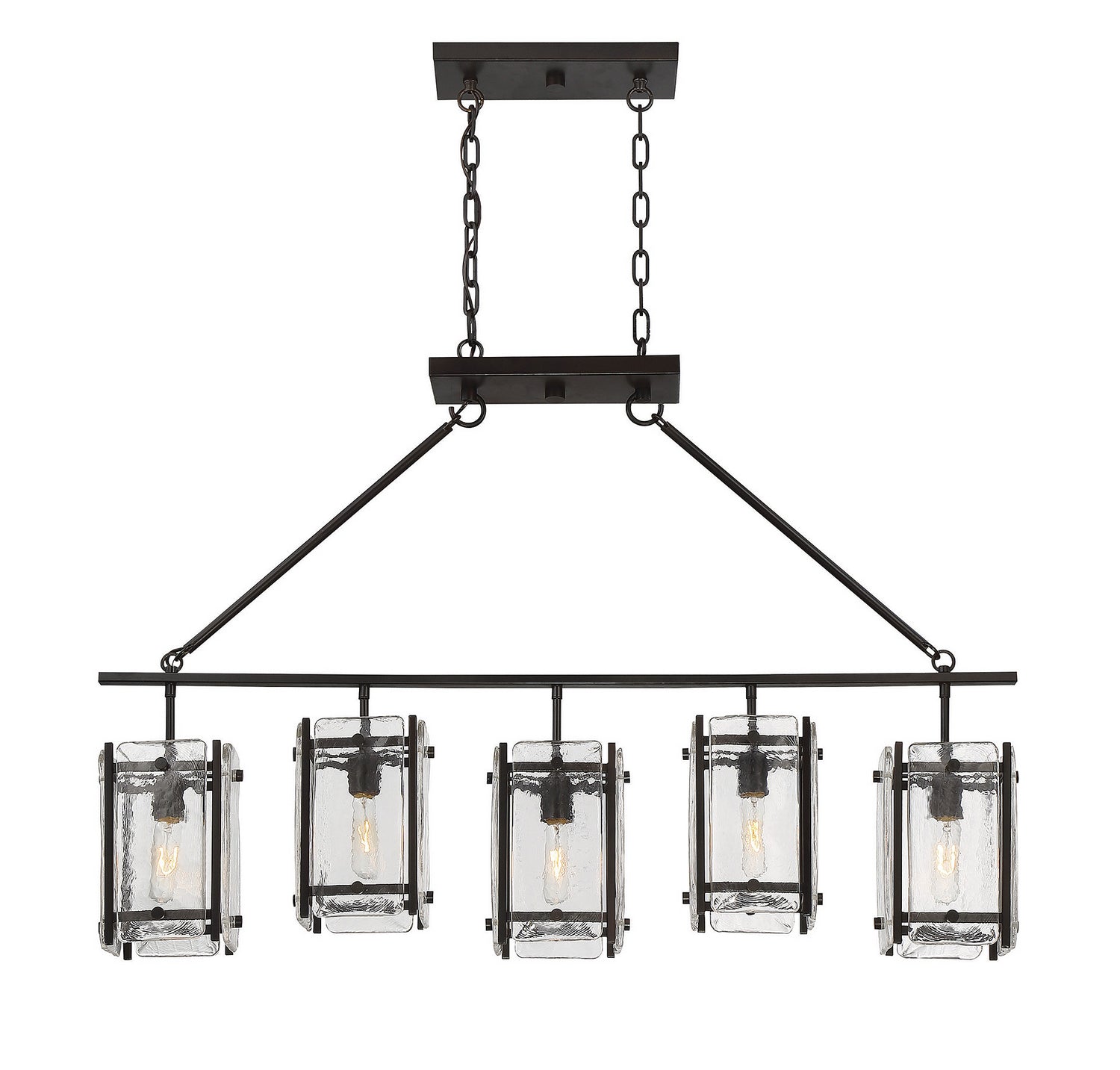 Glenwood Five Light Linear Chandelier in English Bronze