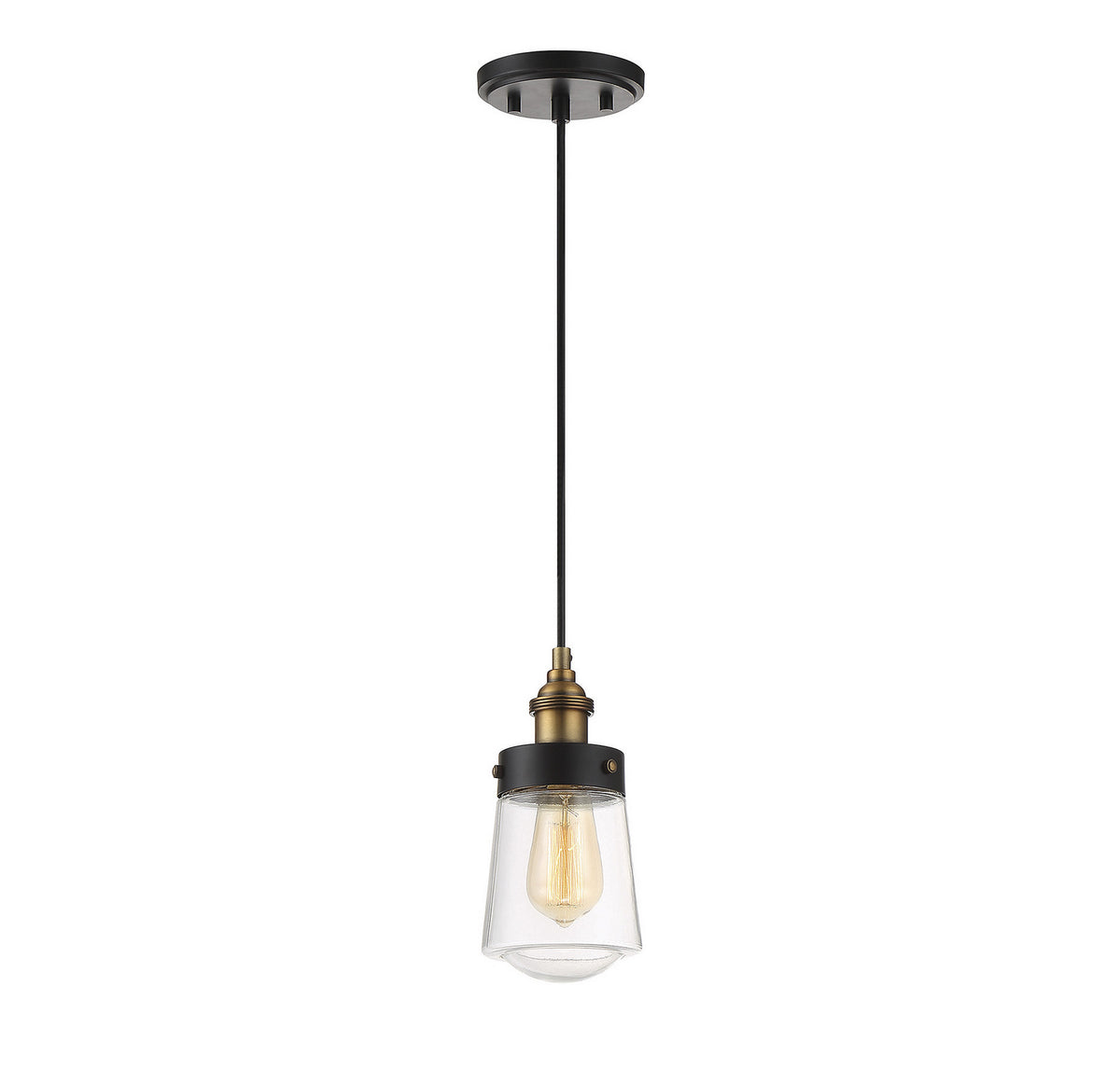 Macauley One Light Mini Pendant in Vintage Black w/Warm Brass