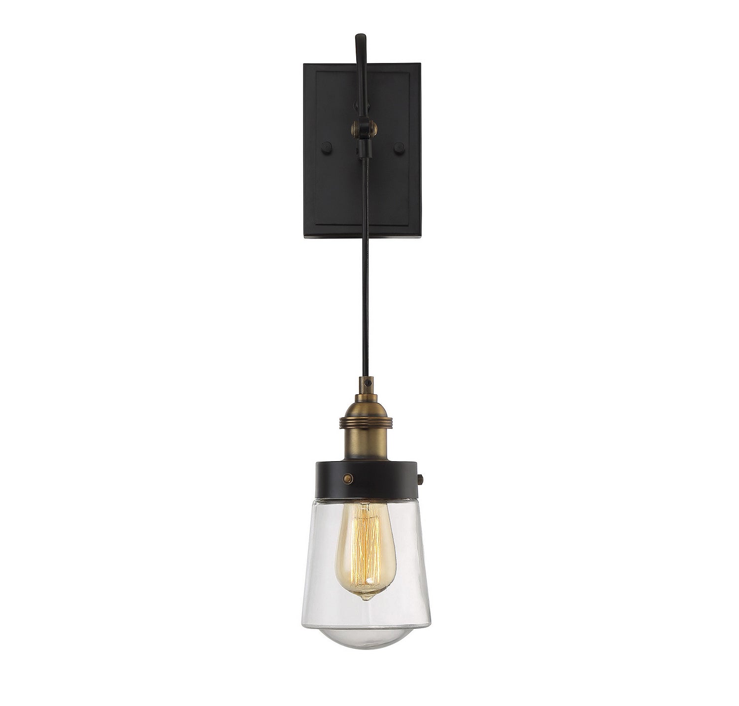 Macauley One Light Wall Sconce in Vintage Black w/Warm Brass