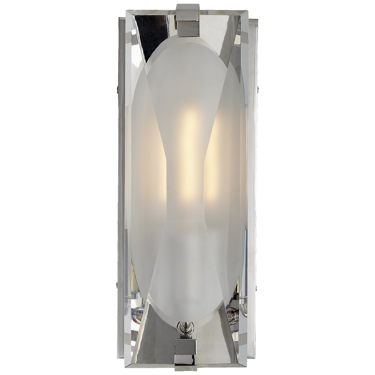 Castle Peak Small Bath Sconce in Polished Nickel with Etched Clear Glass