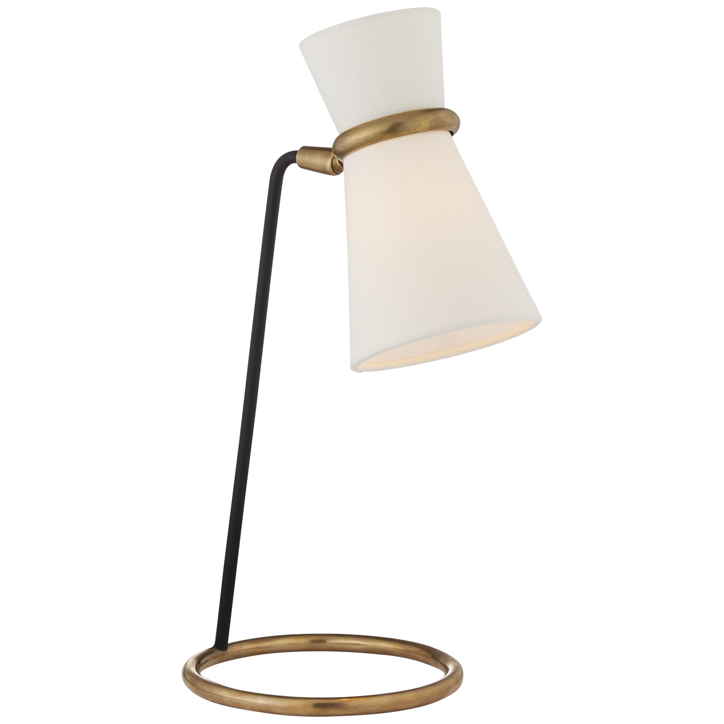 Clarkson Table Lamp in Hand-Rubbed Antique Brass and Black with Linen Shade