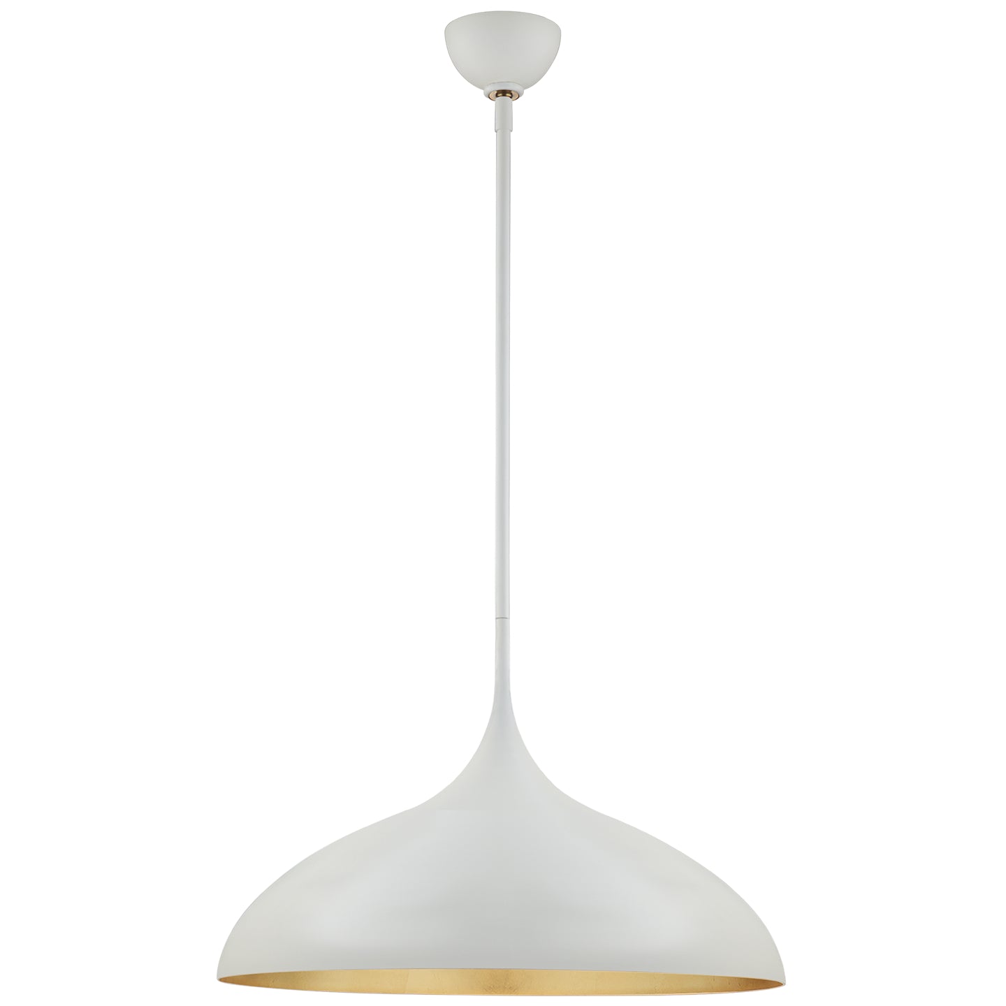 Agnes Large Pendant in Plaster White with Gild Interior.