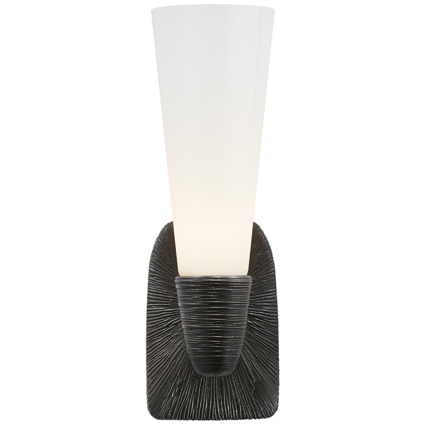 Utopia Small Single Bath Sconce in Aged Iron with White Glass